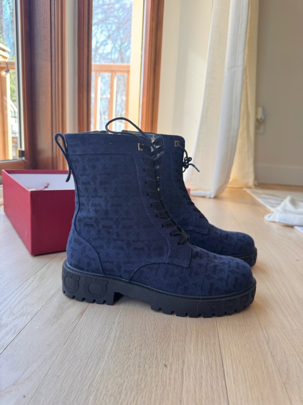 Ferragamo Gancini Denim Biker Boot - NEVER WORN - Picture 4 of 6